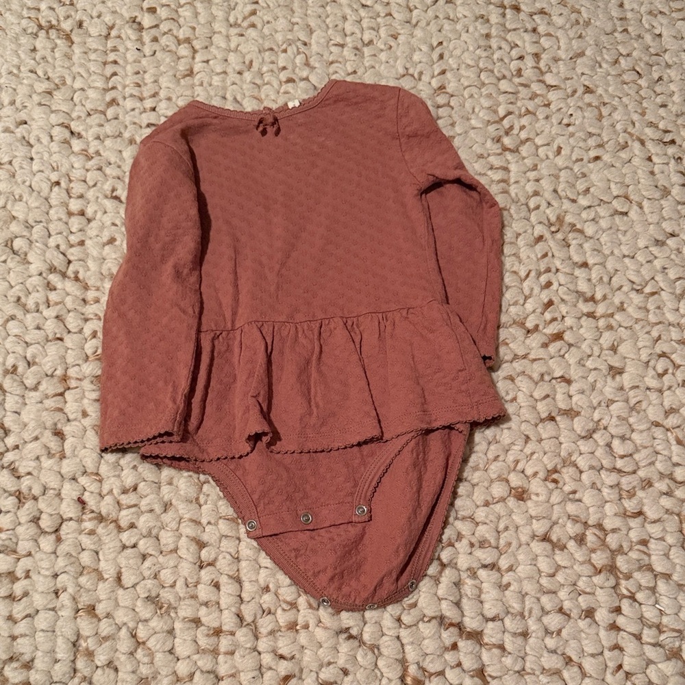 SET OF 2. Quincy Mae skirted One piece romper in mauve and rose.